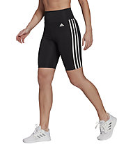 adidas 3-Stripes High-Rise S T - Traininghose kurz - Damen, Black/White