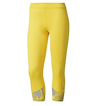 adidas Techfit Capri Print - kurze Trainingshose - Damen, Yellow