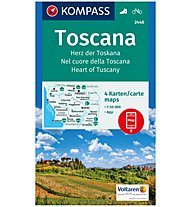 Kompass Carta N.2440: Nel cuore della Toscana 1:50.000 - set di 4 cartine, 1:50.000