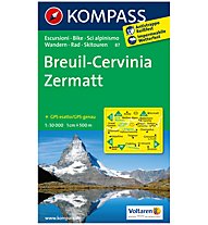 Kompass Carta Nr. 87 Breuil-Cervinia, Zermatt 1:50.000