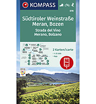 Kompass Karte N.078: Südtiroler Weinstraße - Meran, Bozen 1:25.000, 1:25.000