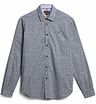 Napapijri Courma 1 Flowers M - camicia maniche lunghe - uomo, White/Blue