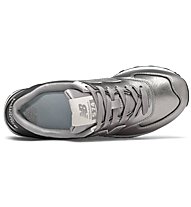 New Balance 574 Metallic Leather - Sneaker - Damen, Grey/Black