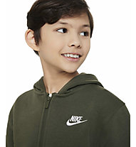 Nike Club Fleece Full Zip Jr - felpa con cappuccio - bambino, Green