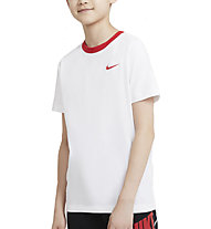 Nike Dri-FIT Swoosh - T-shirt - ragazzo, White/Red