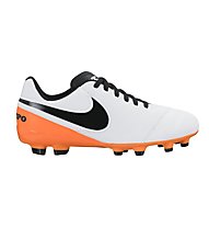 Nike JR Tiempo Legend VI FG - scarpe calcio bambino, White/Black/Orange