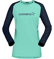 Norrona Fjørå Equaliser Lightweight - Langarm-Damentrikot, Green/Blue