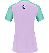 Norrona fjørå wool - t-shirt - donna, Blue/Pink/Green
