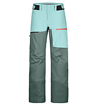 Ortovox 3L Ravine Shell W - pantaloni freeride - donna, Green/Light Blue