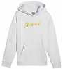 Puma Essential Script Metallic Jr - felpa con cappuccio - ragazza, White