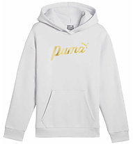 Puma Essential Script Metallic Jr - felpa con cappuccio - ragazza, White