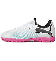 Puma Future 7 Play TT Jr - scarpe da calcio turf - ragazzo, White/Pink