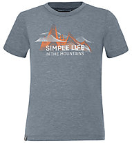 Salewa Simple Life Dri-Rel - T-Shirt - Kinder, Blue/Orange/White