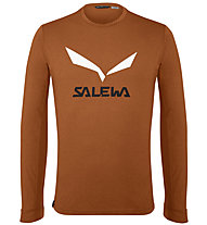 Salewa Solidlogo Dry - maglia a maniche lunghe - uomo, Dark Orange/White/Black