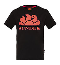 Sundek New Simeon Logo Mini Crew - T-shirt - bambino, Black/Orange