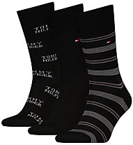 Tommy Hilfiger Giftbox Tommy Stripe 3P - lange Socken - Herren, Black