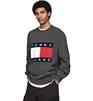 Tommy Jeans Melange Flag - maglione - uomo, Dark Grey