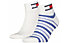 Tommy Jeans Quarter Stripes - calzini corti, White/Blue
