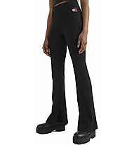 Tommy Jeans Slit Badge Flare - pantaloni lunghi - donna, Black