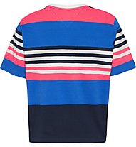 Tommy Jeans Tjw Bxy Crop Linear Logo Strip - T-Shirt - Damen, Blue/Pink