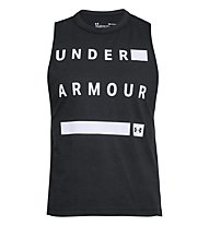 Under Armour Linear Wordmark Muscle Tank - Top - Damen, Black/White