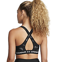 Under Armour Crossback MID Print - reggiseno sportivo a medio impatto - donna, Black/Grey